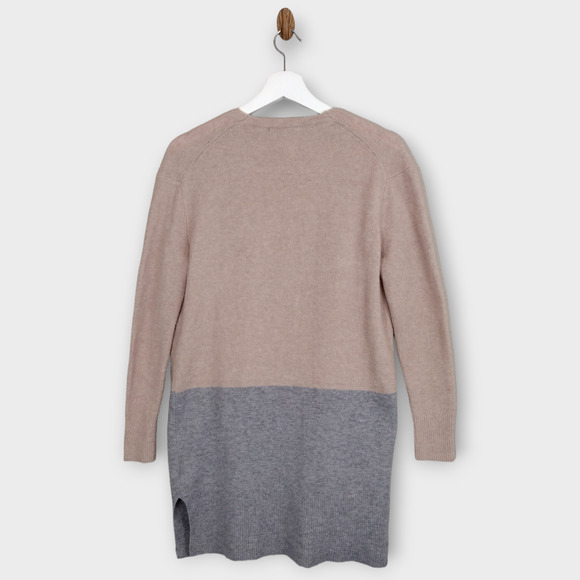 Madewell Cardigan Women XXS Beige Gray Kent Open Colorblock Wool Alpaca Pockets - Picture 2 of 5